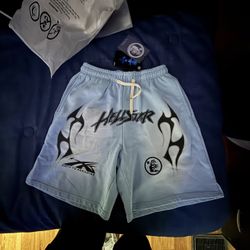 *Never Worn* Hellstar flame shorts blue Size L
