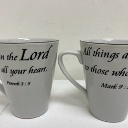 RARE Coventry Daily Blessings White Bible Coffee Mug Tea Cup Set of 4