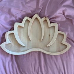 Lotus Crystal Tray Wooden Jewelry Display Wood Trinket Dish