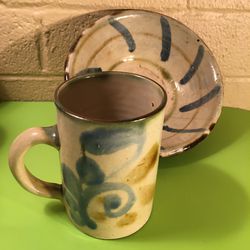 Handmade earthenware mug & bowl set - decorative collectible