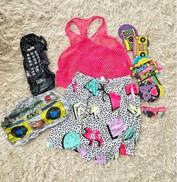 Back to the 80s Theme Costume Set with Accessories and Decor