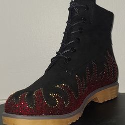 Size 10W Rhinestone FLAME Work BOOTS 