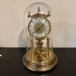 Vintage brass 400 day mechanical anniversary clock from 1976 Germany, Elgin
