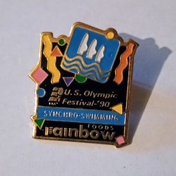 1990 U.S Olympic Festival Synchro-swimming Rainbow Foods Vintage Collectible Lapel Pin A-1
