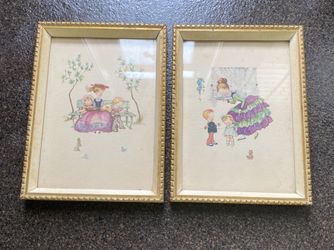 Pair of Matching Vintage Pictures/French Provincial/Decor