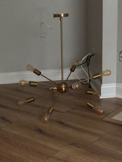 Modern Gold Sputnik Chandelier – 12-Light Mid-Century Modern