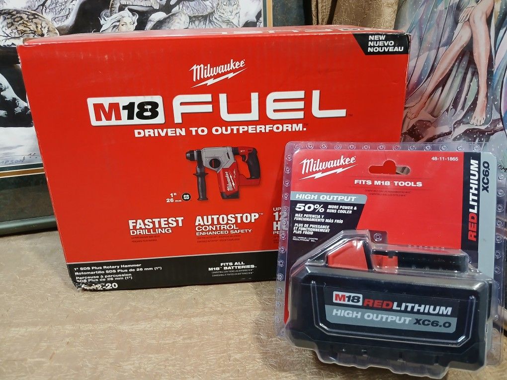NEW MILWAUKEE M18 FUEL SDS PLUS ROTARY HAMMER AND BATTERY