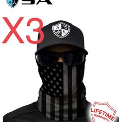 3 Salt Armour Blackout American Flag Fishing Shield / Mask NEW IN PACKAGE