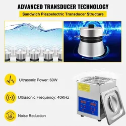 vevor sonic cleaner 2l digital ultrasonic parts cleaner with timer 40khz professional 304 stainless steel