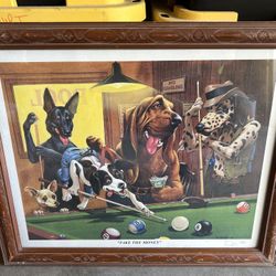 Vintage Milsap Dogs Playing pool Print Garage 