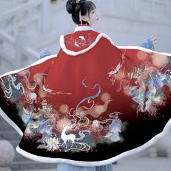 Poncho Asian Chinese Japanese Jacket Coat Colorful