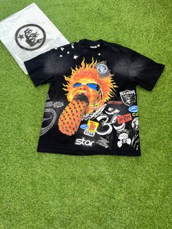 Black Hellstar Flame Face Graphic Tee