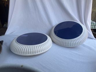 Vintage Heatwave Ceramic Microwaveable Hot Plates / Food Warmers - Set of 2
