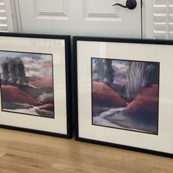 Pair of Helen Zarin Large Framed Landscape Prints, EUC
