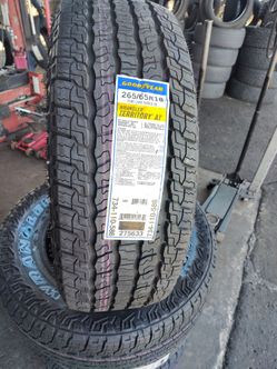 4 New Goodyear tires size 265-65-18 for truck and SUV buy all 4 for $660 free installation and balance
