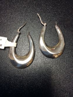 Earrings .925 sterling oblong flat hoop