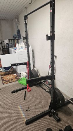 Fitness Gear Half Rack + Olympic Bar + 275 lb Weights + Plate Tree