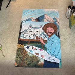 rip n dip bob ross limited edition banner/flag 49in by 31in