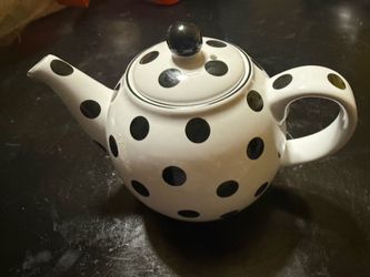 Vintage Black & White Polka Dot Ceramic Teapot – Globe Teapot