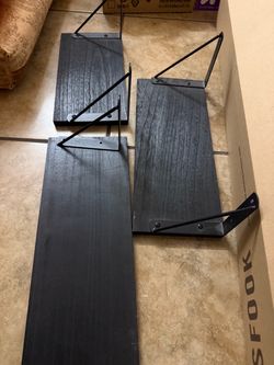 Black Floating Wall Shelves Set of 3