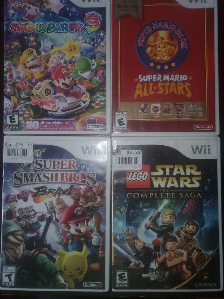 Wii Games With Wii Qnd Controllers And Cords +gamecube Controller