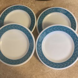 11 Corning Decor Dessert Plates 6 3/4” Turquoise Design 704-30