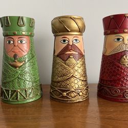 Vintage Dickson Japan Mid Century Christmas 3 Wise Men Candle Holders