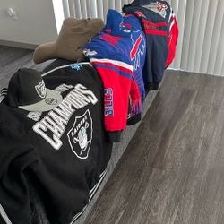 Leather NFL coat’s authentic, matching hat comes with 