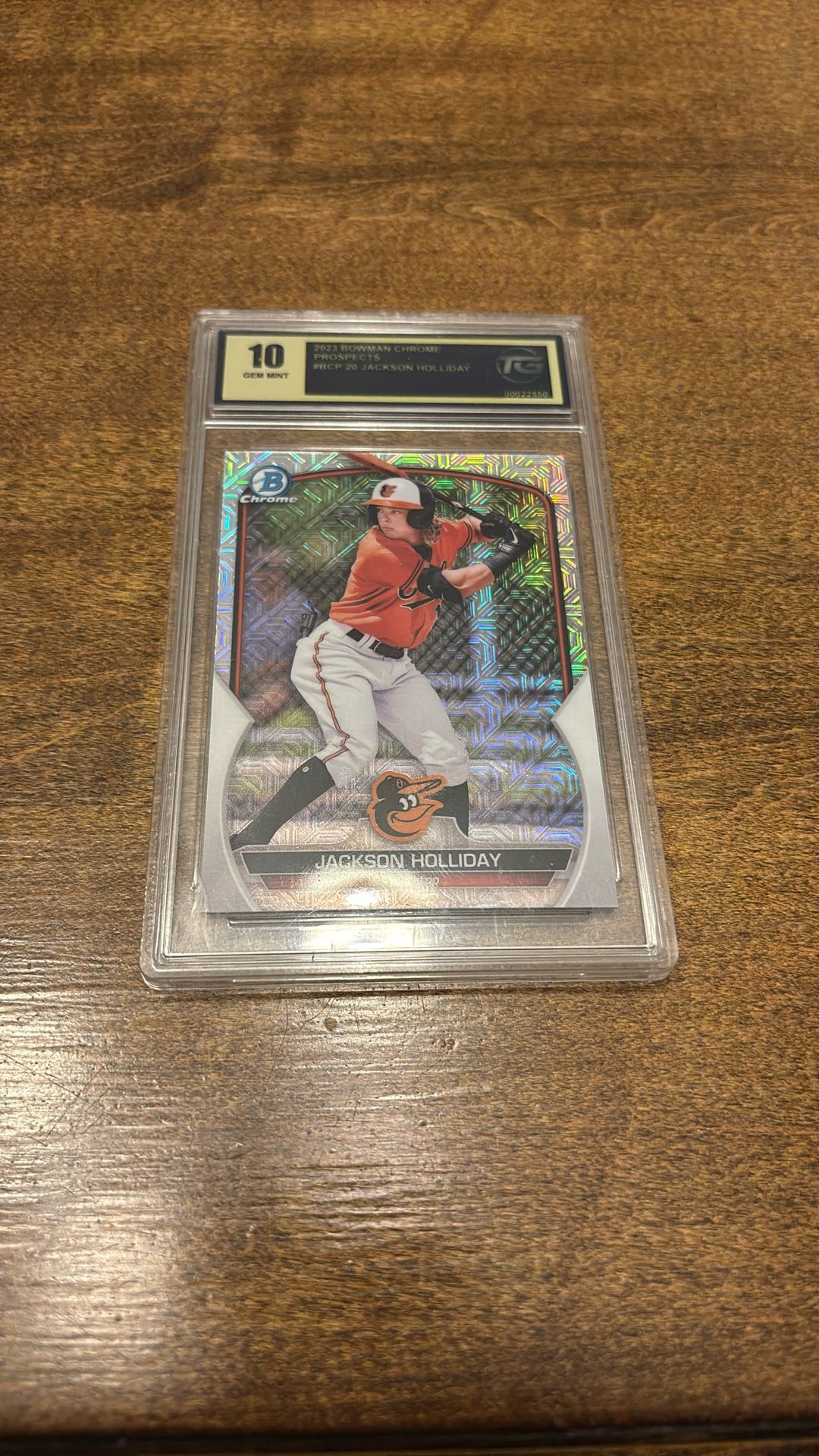 Baltimore Orioles Jackson Holliday Mint 10 Mega Mojo Refractor 2023 Bowman Chrome Prospects