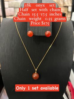 Carnelian and onyx set 18k solid gold