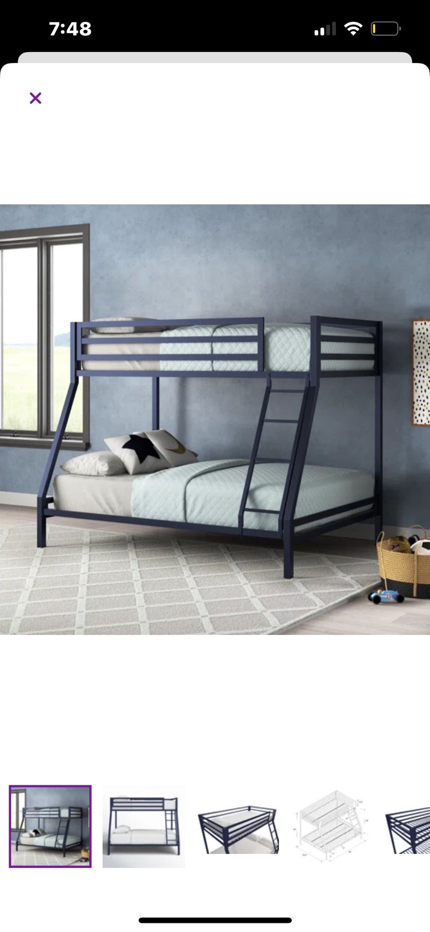 Blue Twin Over Full Bunkbed