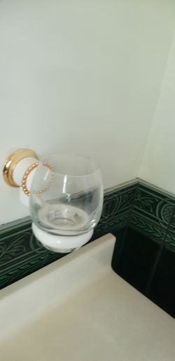 Bathroom cup, soap, and towel holder