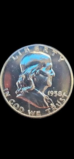 USA 1958 Franklin Half dollar, a silver coin MS grade.