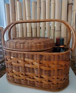 Luxury Rattan Picnic Basket Vintage