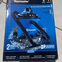 Vacmaster 10-Gallon 4 Peak HP Wet/Dry Vacuum with Detachable Blower, Blue
