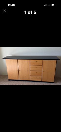 Copenhagen Wood and Black 3 pieces! Hutch, Credenza Buffet and Sideboard table Dining Room Set