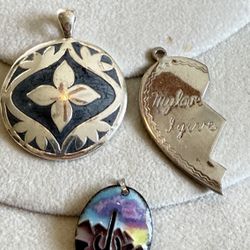 3 Pretty Silver Pendants, One Is Engraved And Other Two Are With Beautiful designs 