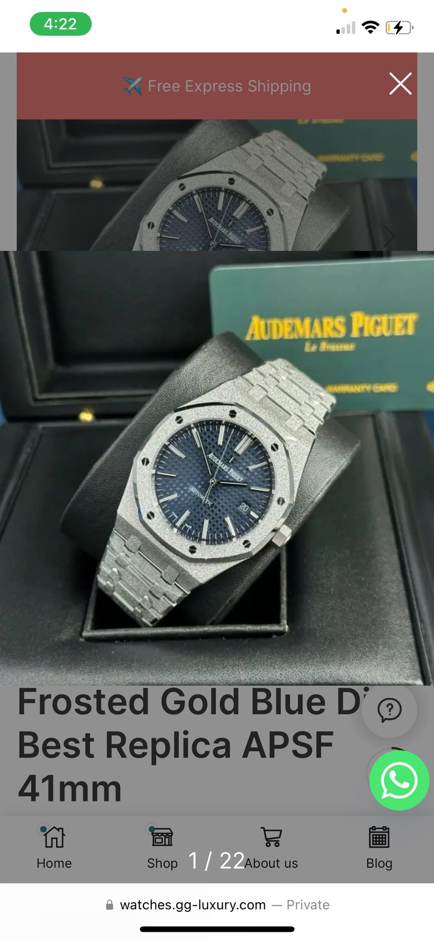 Audemars Piguet Royal Oak Blue Arak ® Dial Iced Out Moissanite