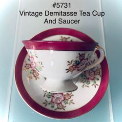 Vintage Demitasse Cup and Saucer 4 1/2” x 2 1/2” #5731