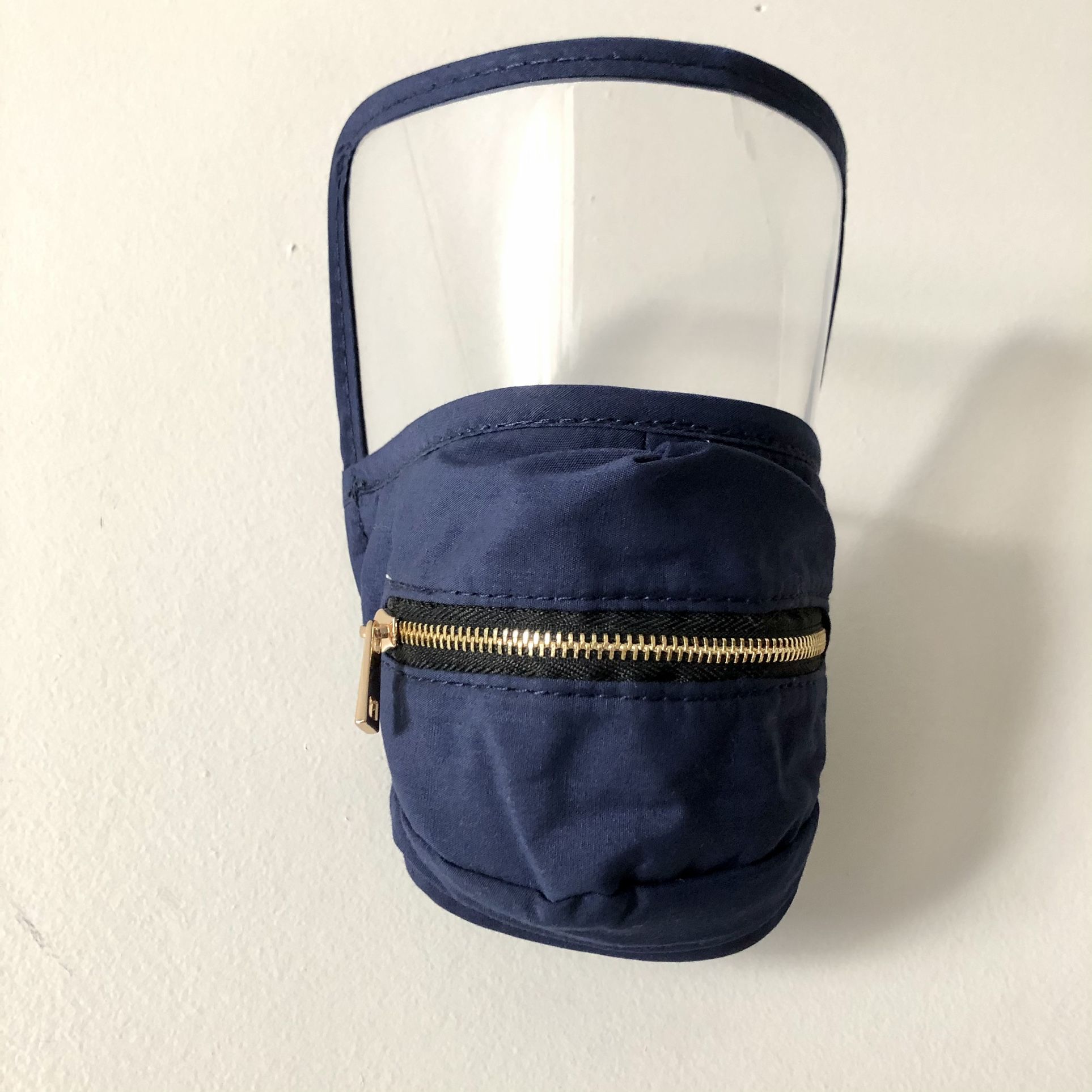 New Navy Blue Face Mask with Shield and Zipper