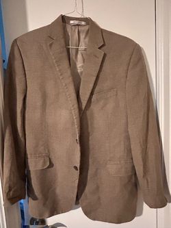 Calvin Klein Men’s Brown Silk/Wool Blazer 42R Two-Button Notch Double Vent