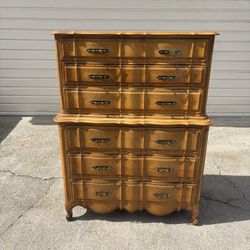 Vintage French Provincial Tall Boy Dresser / Chest of Drawers