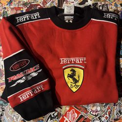 Ferrari Racing Crewneck Sweatshirt Embroidered 