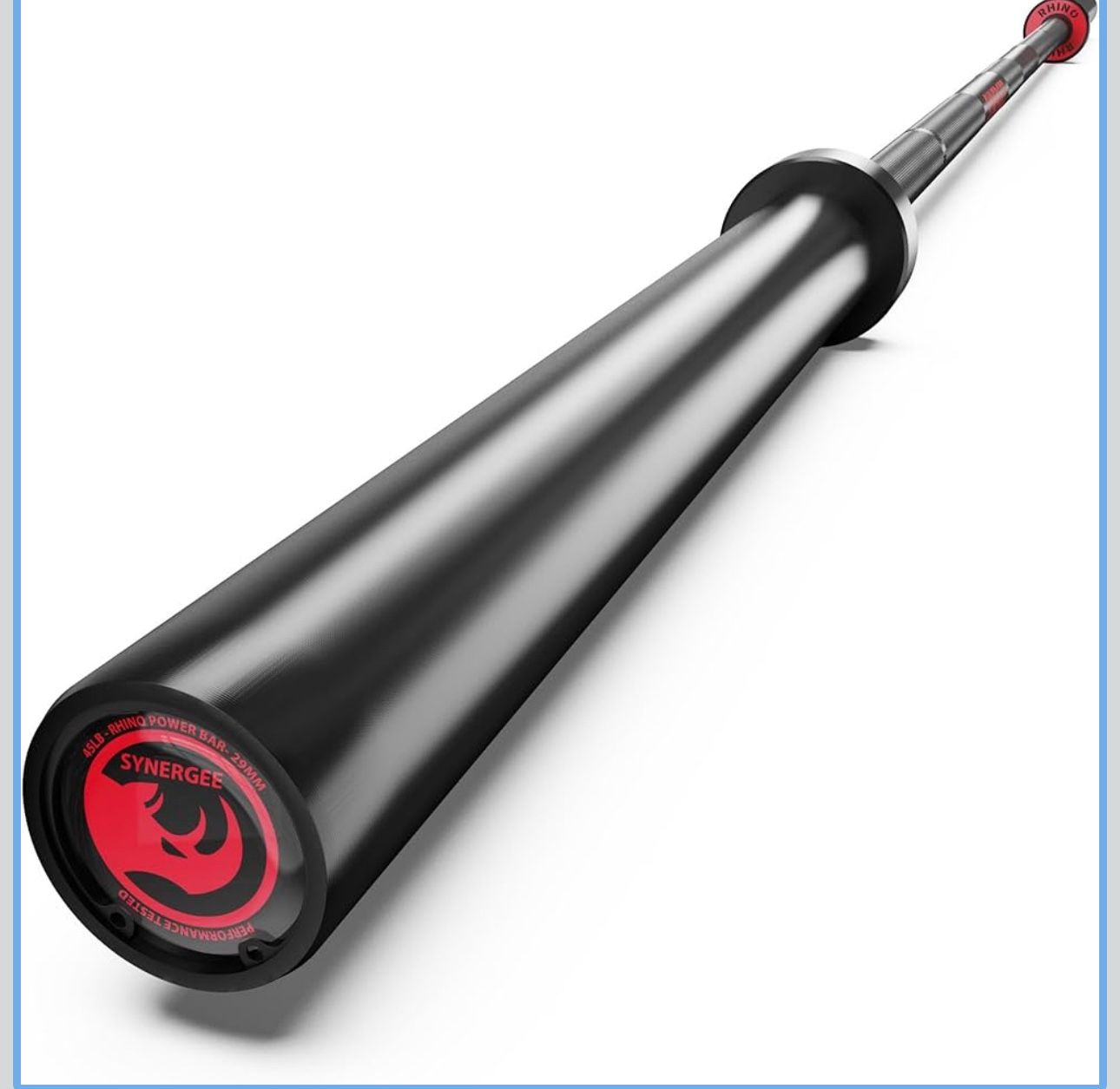 Synergee 45lb Rhino Power Bar Cerakote Finish Barbell. Rated 1500lbs for Powerlifting - Deadlift - Squat - Bench Bar