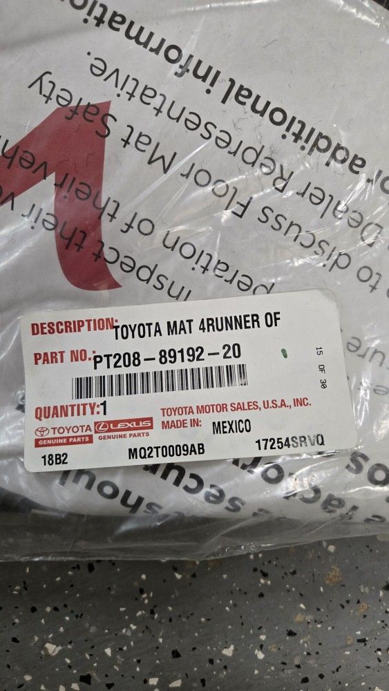 2022 4 Runner TRD Off Road floor mat