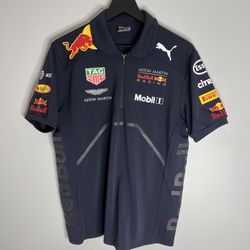 Puma Red Bull Racing Aston Martin F1 Team Polo Shirt Mens Medium Blue