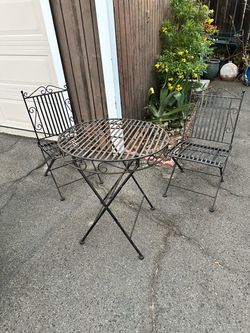 Wrought Iron Bistro Set - Table & 2 Chairs
