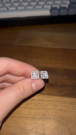 Moissanite Diamond Unique Square Stud Earrings, 925 Sterling Silver