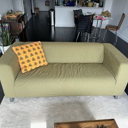 IKEA Klippan Couch Green With Extra Gray Cover