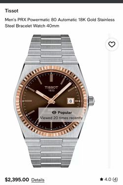 Tissot PRX 18k gold Powermatic 80 Stainless Steel Watch